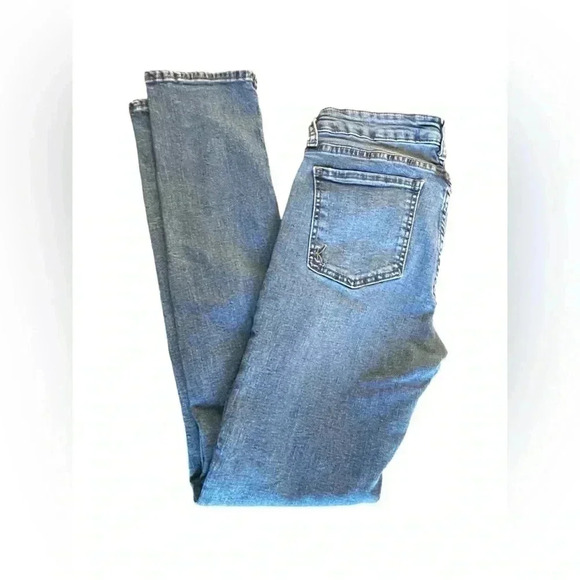 Kut From The Kloth Medium Wash Jeans Size 4 Embroidery Logo Straight Leg - Picture 9 of 11